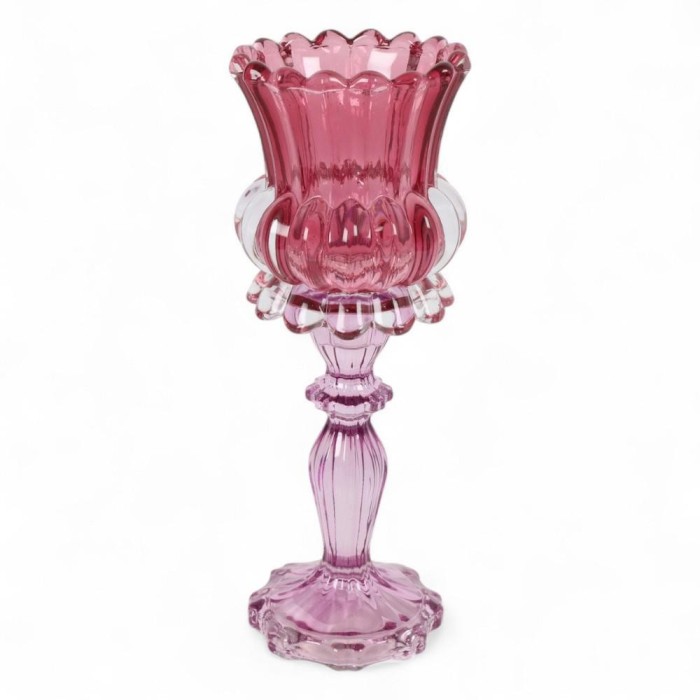 PORTACANDELA VETRO ANNEMARIE ROSA H.26.5